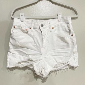 denim jean shorts medium 30" cut off hem levis white high waist